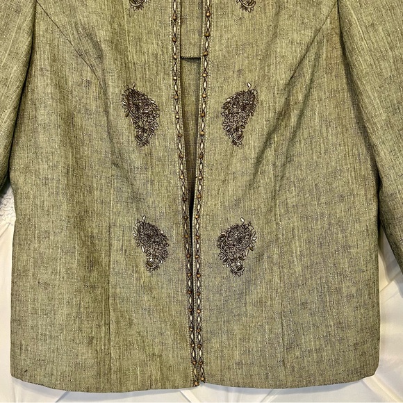 Womens Sage Green Embroidered Blazer Jacket Size 12 - Picture 3 of 7